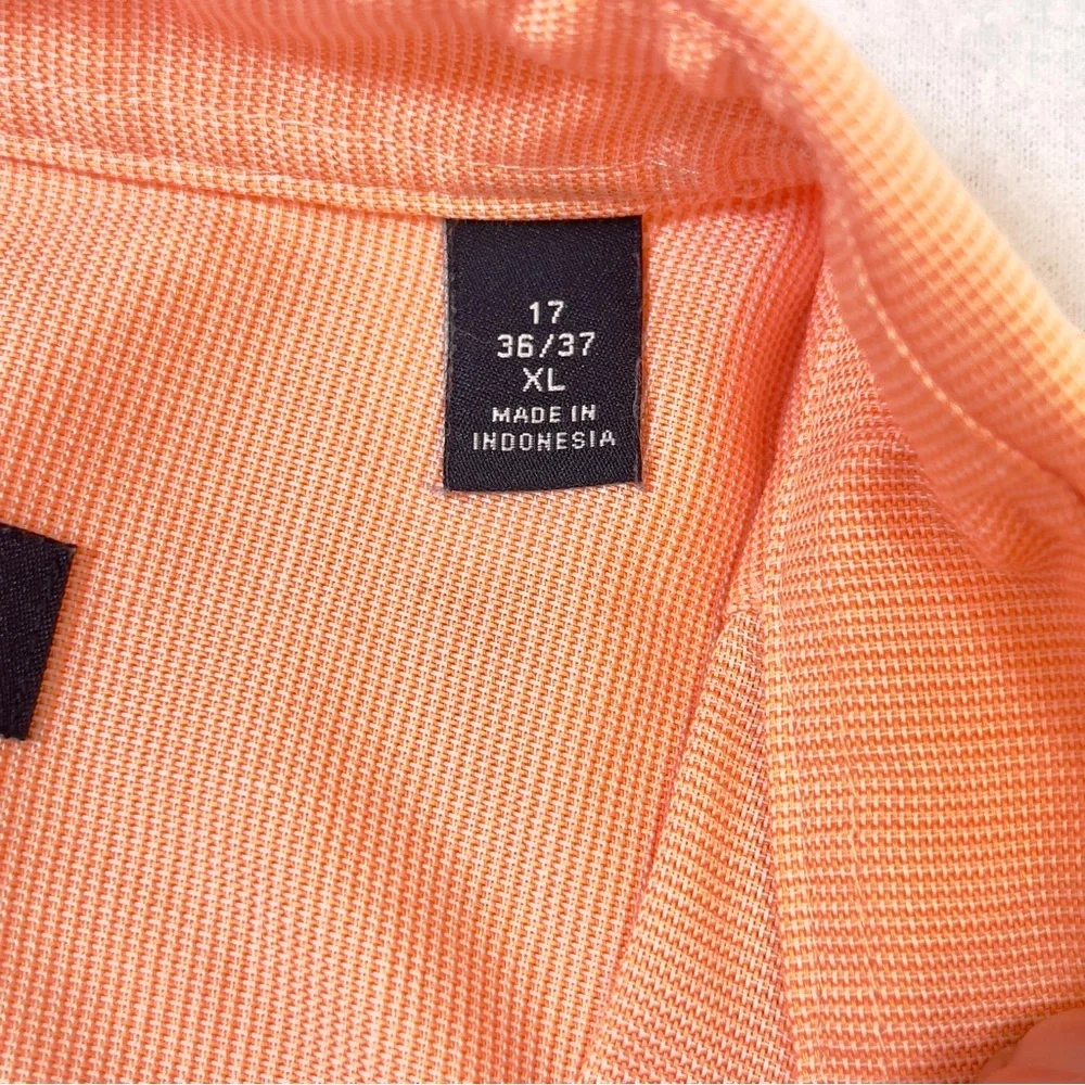 Tommy Hilfiger THFlex Athletic Fit Dress Shirt XL Peach Coral Button Front - Picture 8 of 13